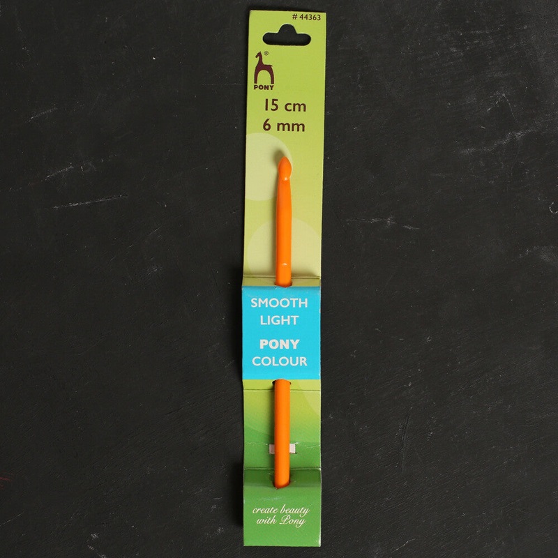 Pony Colour 6 mm 15 cm Plastic Crochet Hook, Orange – 44363