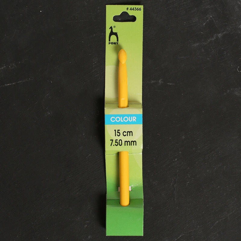 Pony Colour 7.5 mm 15 cm Plastic Crochet Hook, Yellow – 44366