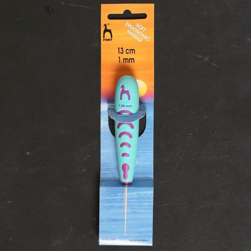 Pony No.12 1,0 mm 13 cm Metal Lace Crochet Hook with Soft Ergonomic Handle – 59603