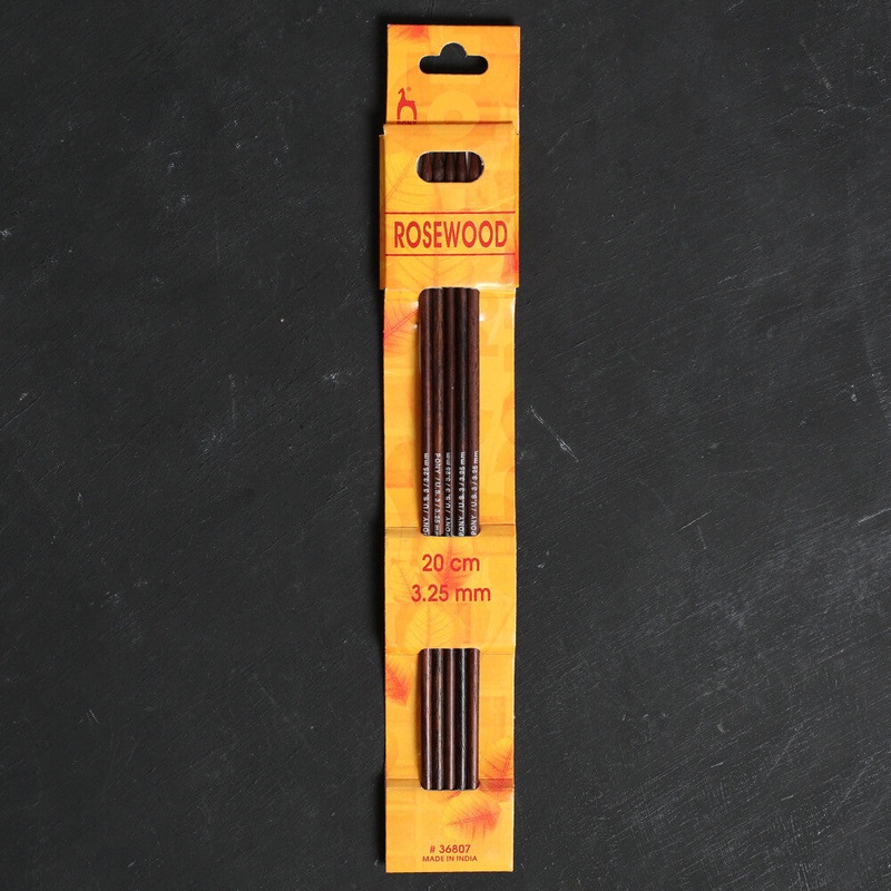 Pony Rosewood 3.25 mm 20 cm Rosewood Double Pointed Needles, Set of 5 – 36807