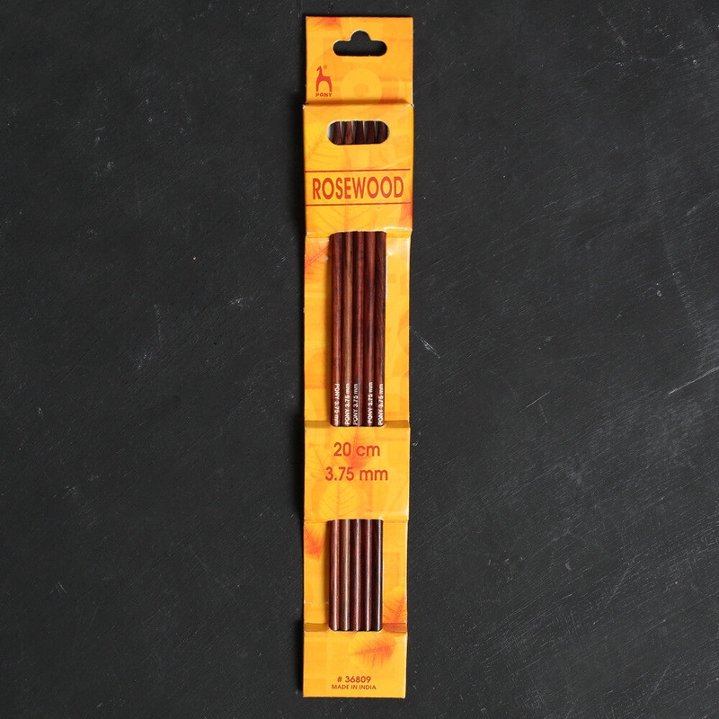 Pony Rosewood 3.75 mm 20 cm Rosewood Double Pointed Needles, Set of 5 – 36809