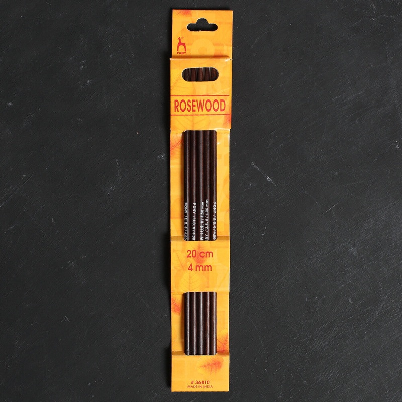 Pony Rosewood 4 mm 20 cm Rosewood Double Pointed Needles, Set of 5 – 36810