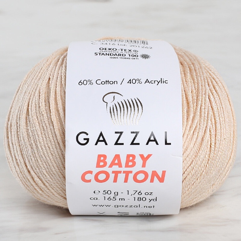 Gazzal Baby Cotton Knitting Yarn, Beige – 3445
