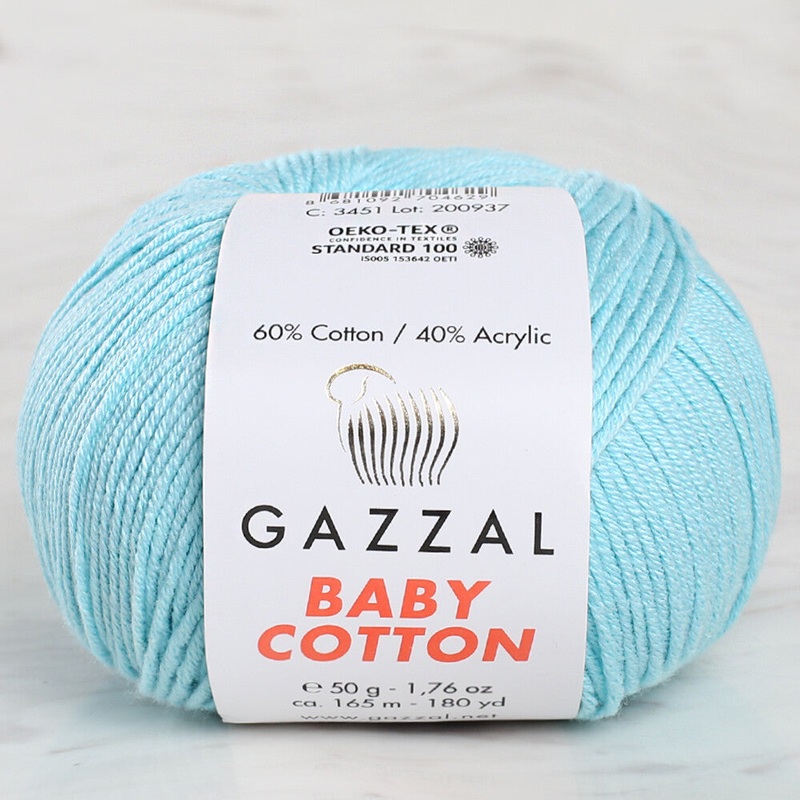 Gazzal Baby Cotton Knitting Yarn, Blue – 3451