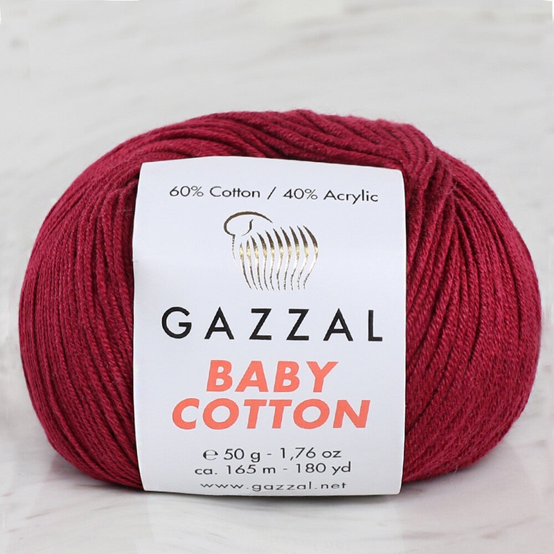 Gazzal Baby Cotton Knitting Yarn, Claret – 3442
