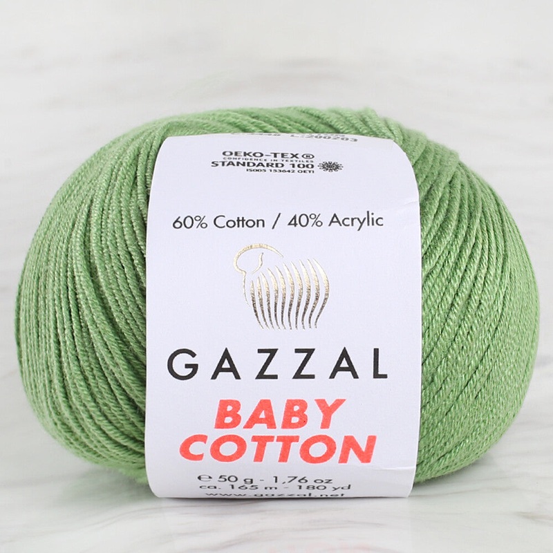 Gazzal Baby Cotton Knitting Yarn, Green – 3448