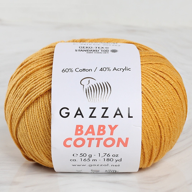 Gazzal Baby Cotton Knitting Yarn, Honey – 3447