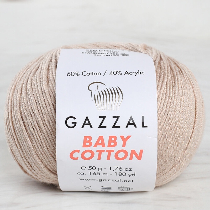 Gazzal Baby Cotton Knitting Yarn, Nude – 3446
