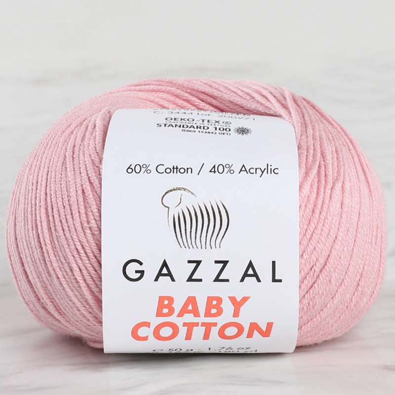 Gazzal Baby Cotton Knitting Yarn, Pink – 3444