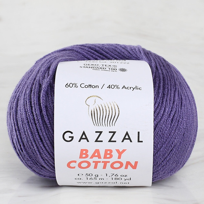 Gazzal Baby Cotton Knitting Yarn, Purple – 3440