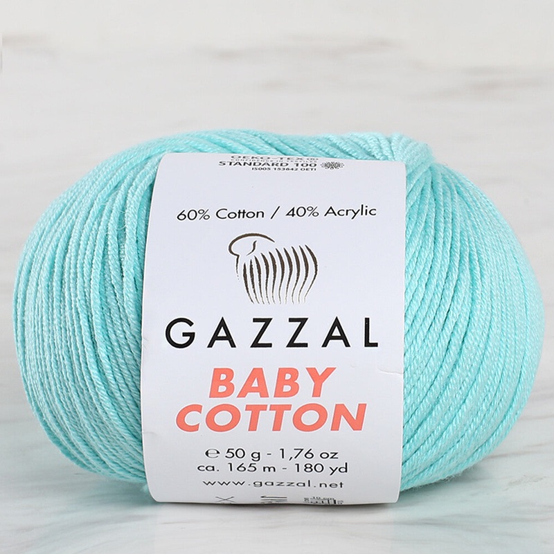 Gazzal Baby Cotton Knitting Yarn, Turquoise – 3452