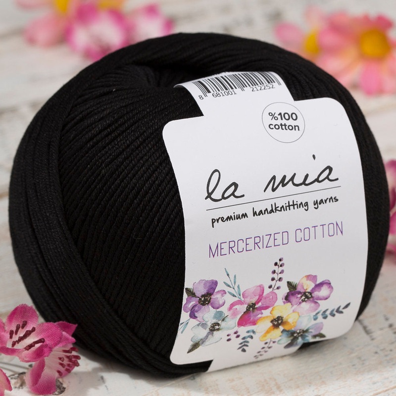 La Mia Mercerized Cotton Yarn, Black – 1