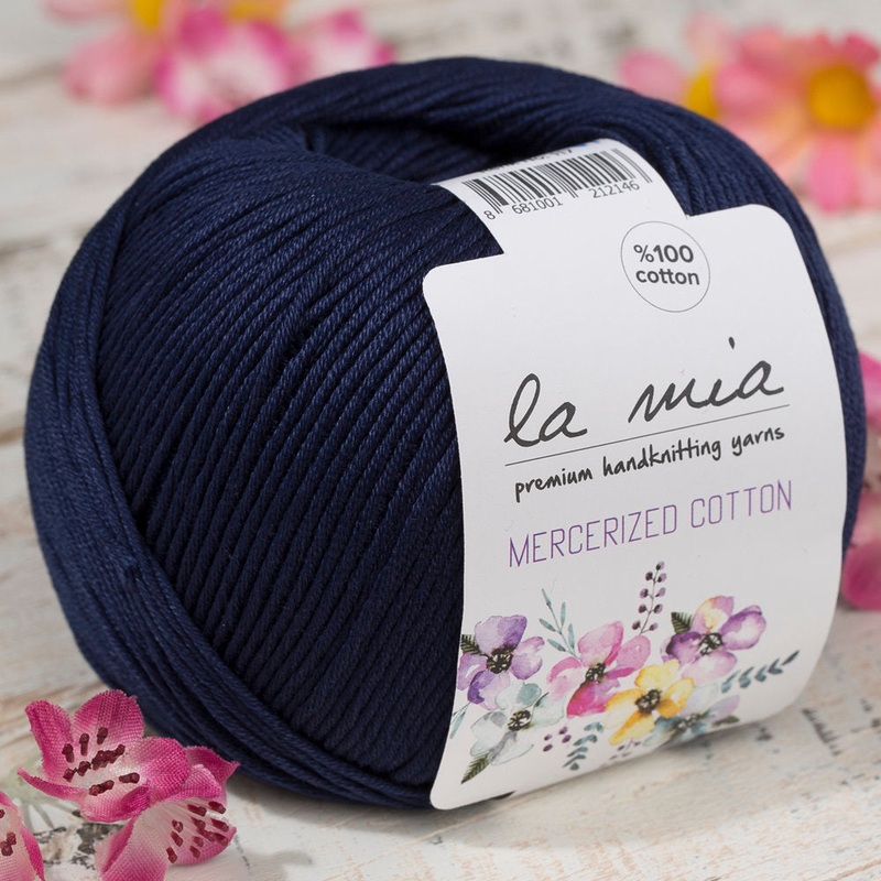 La Mia Mercerized Cotton Yarn, Dark Blue – 117