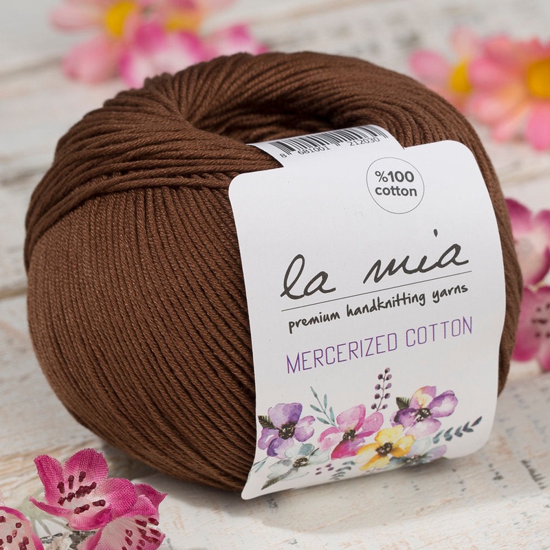 La Mia Mercerized Cotton Yarn, Dark Brown – 228