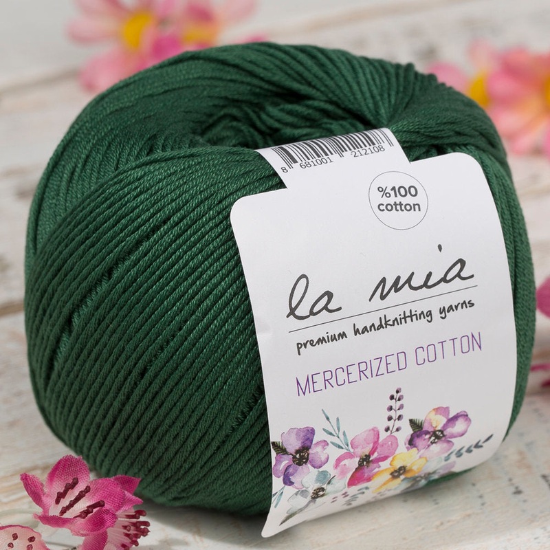 La Mia Mercerized Cotton Yarn, Dark Green – 157