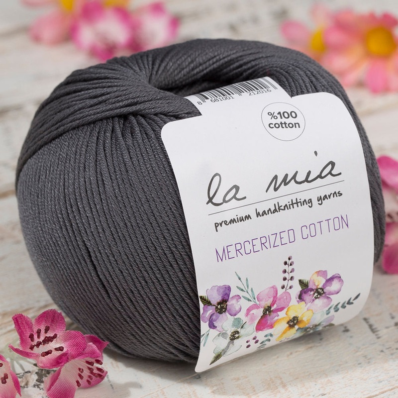 La Mia Mercerized Cotton Yarn, Dark Grey – 236
