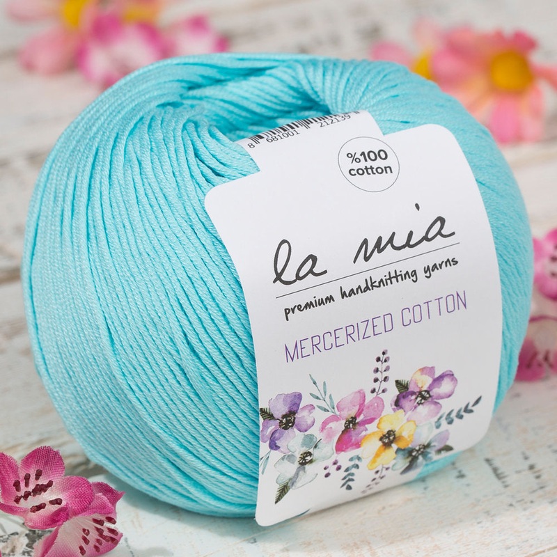 La Mia Mercerized Cotton Yarn, Light Blue – 123