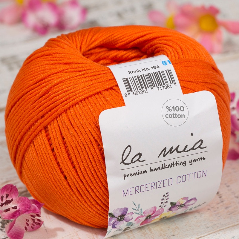 La Mia Mercerized Cotton Yarn, Orange – 194