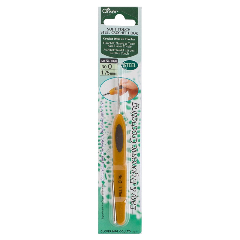 Clover Soft Touch No:0 1.75 mm Ergonomic Steel Crochet Hook – 1020