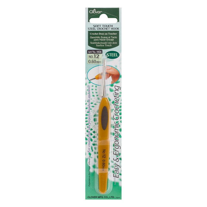 Clover Soft Touch No:12 0.60 mm Ergonomic Steel Crochet Hook – 1026