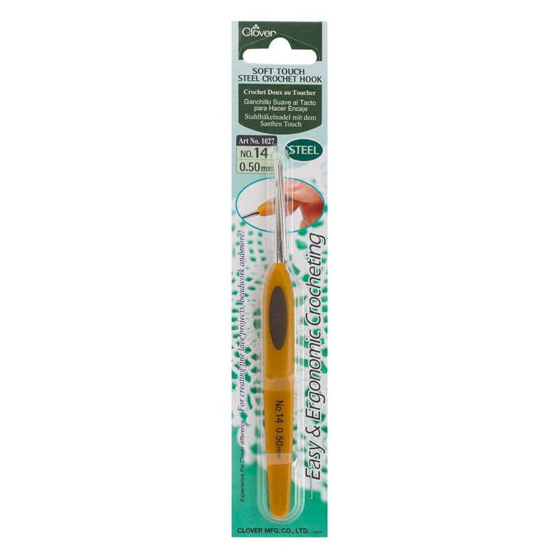 Clover Soft Touch No:14 0.50 mm Ergonomic Steel Crochet Hook – 1027