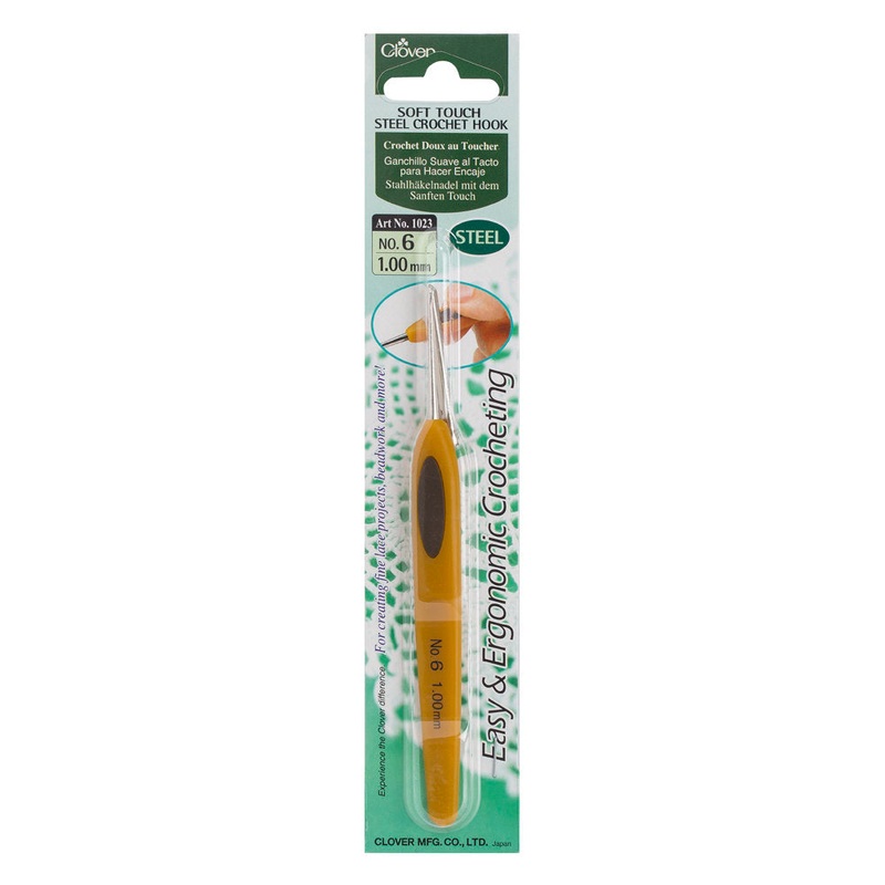 Clover Soft Touch No:6 1.00 mm Ergonomic Steel Crochet Hook – 1023