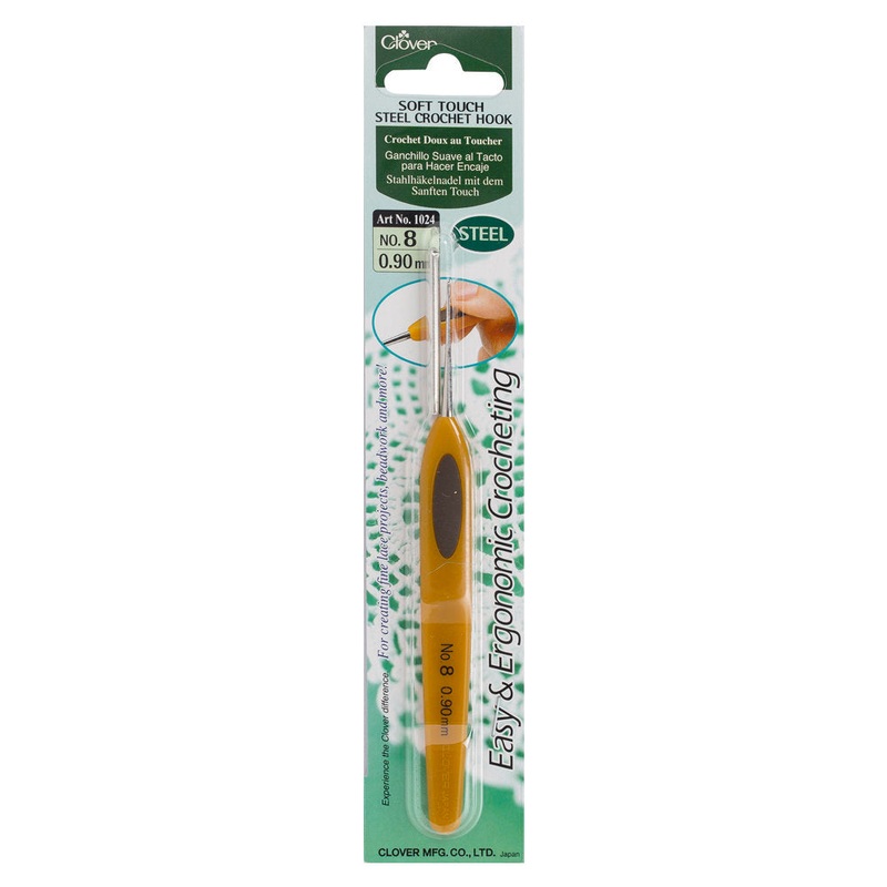Clover Soft Touch No:8 0.90 mm Ergonomic Steel Crochet Hook – 1024