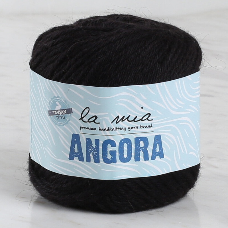 La Mia Angora 50gr Hand Knitting Yarn, Black – L006