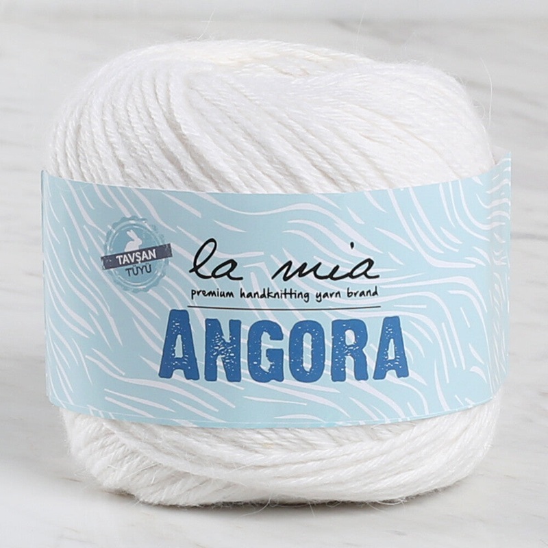La Mia Angora 50gr Hand Knitting Yarn, White – L001