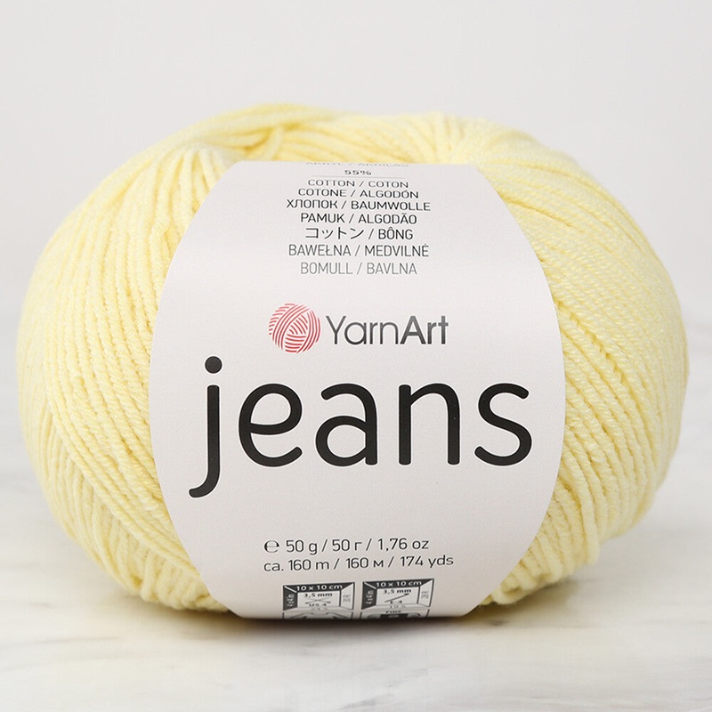 YarnArt Jeans Knitting Yarn, Baby Yellow – 67