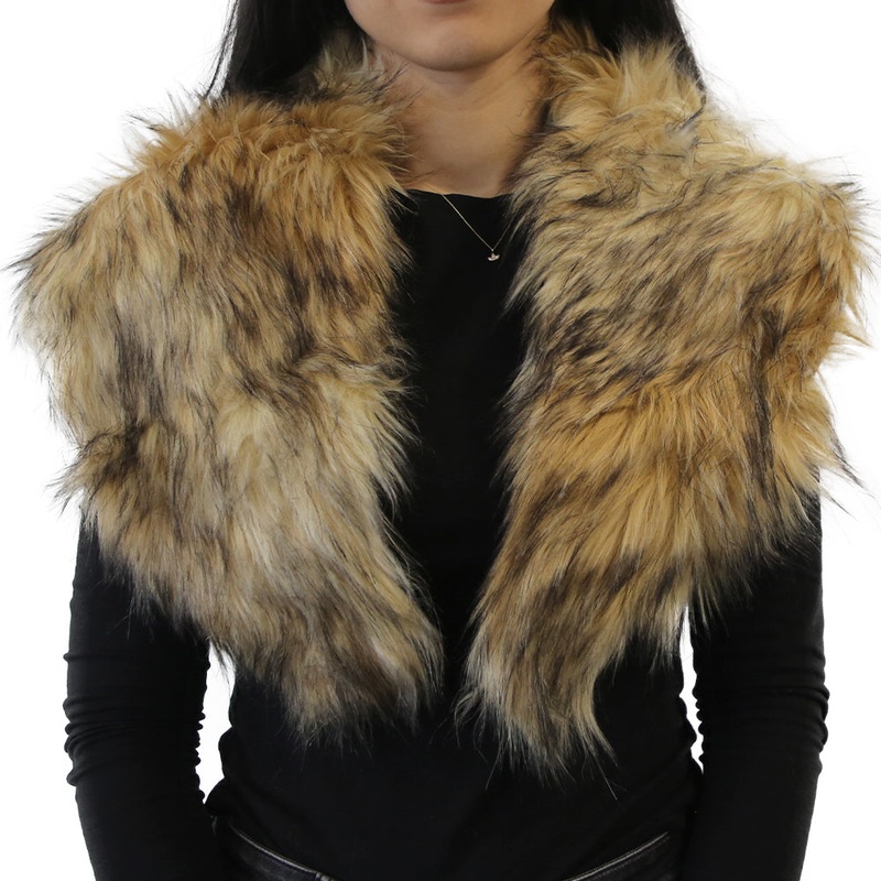 Yarnart Shawl – Faux Fur Collar Beige – F501