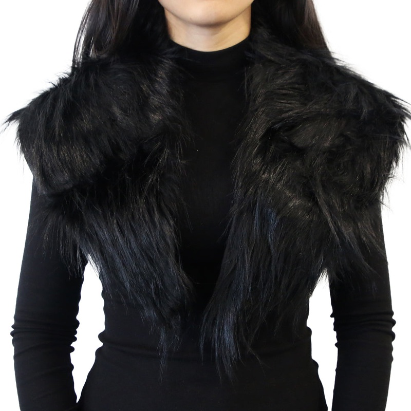 Yarnart Shawl – Faux Fur Collar Black – F501