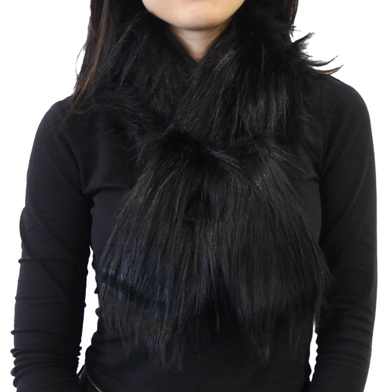 Yarnart X – Scarf Faux Fur Shawl Black – F502