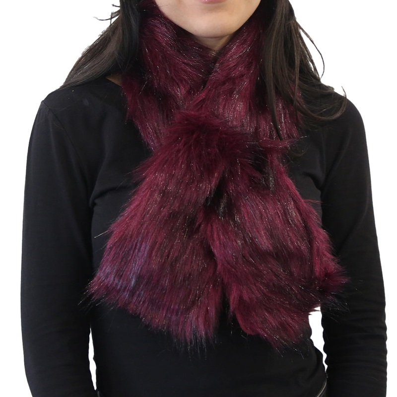 Yarnart X – Scarf Faux Fur Shawl Burgundy – F502