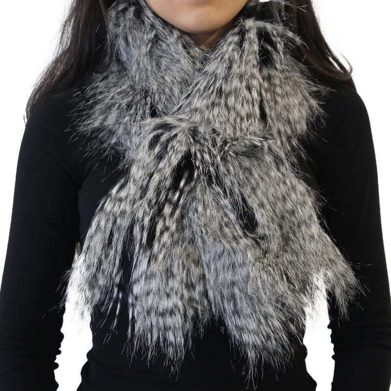 Yarnart X – Scarf Faux Fur Shawl Marblestone Black & White – F502