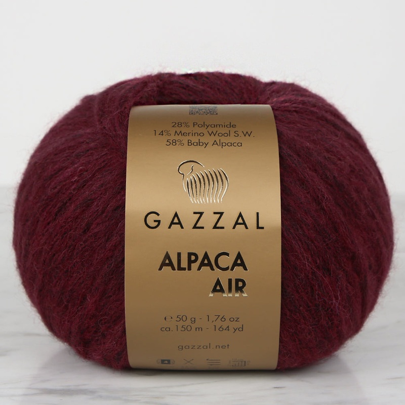 Gazzal Alpaca Air Knitting Yarn, Claret Red – C:108