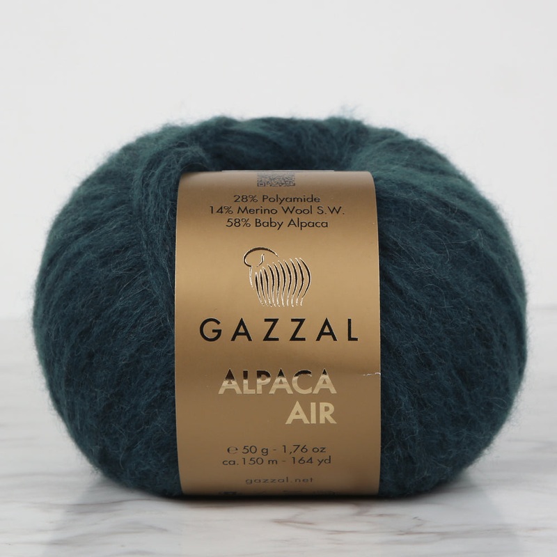 Gazzal Alpaca Air Knitting Yarn, Petrol Green – C:106