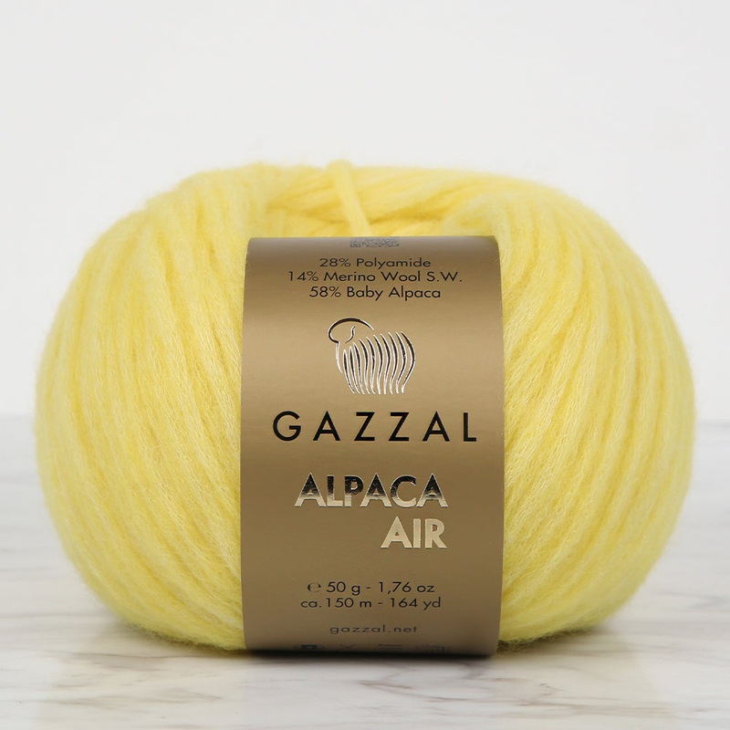 Gazzal Alpaca Air Knitting Yarn, Yellow – C:109
