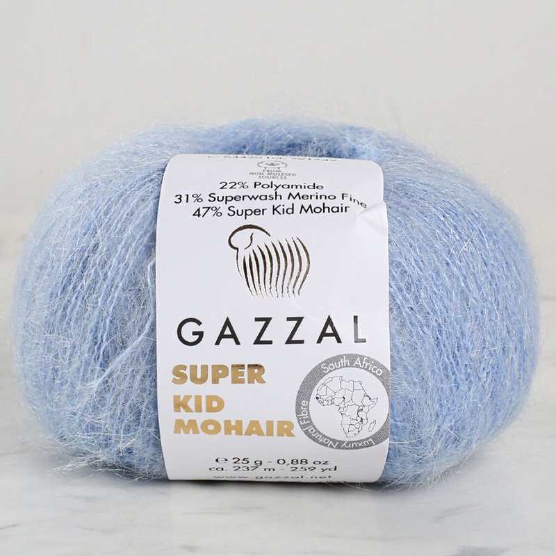 Gazzal Super Kid Mohair 25 Gr Knitting Yarn, Blue – 64420