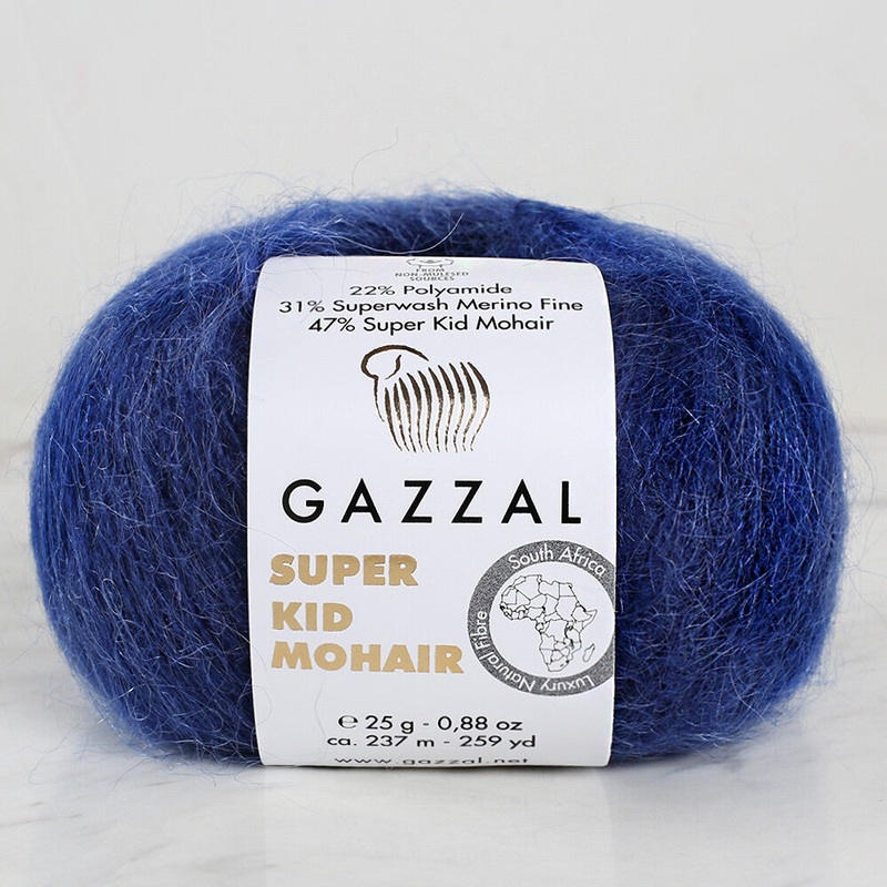 Gazzal Super Kid Mohair 25 Gr Knitting Yarn, Navy Blue – 64417