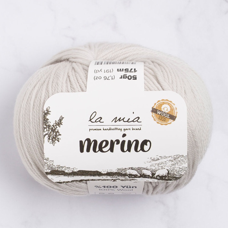 La Mia Merino Yarn, Light Grey – L047