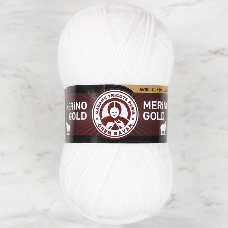 Madame Tricote Paris Merino Gold Knitting Yarn ,White – 100