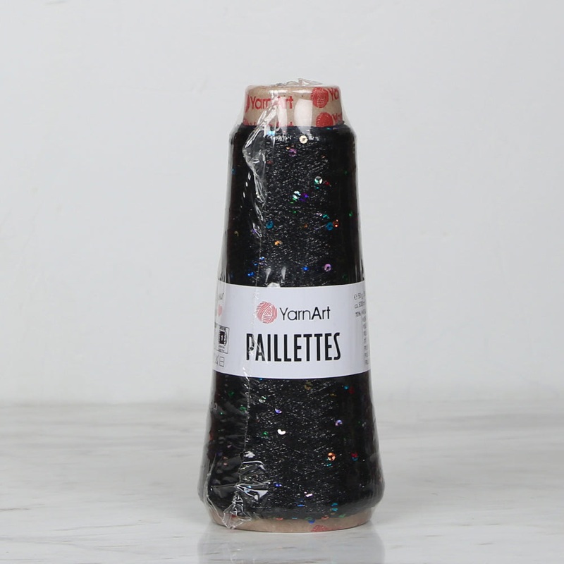 YarnArt Paillettes Sequined Hand Knitting Yarn Black – 8010