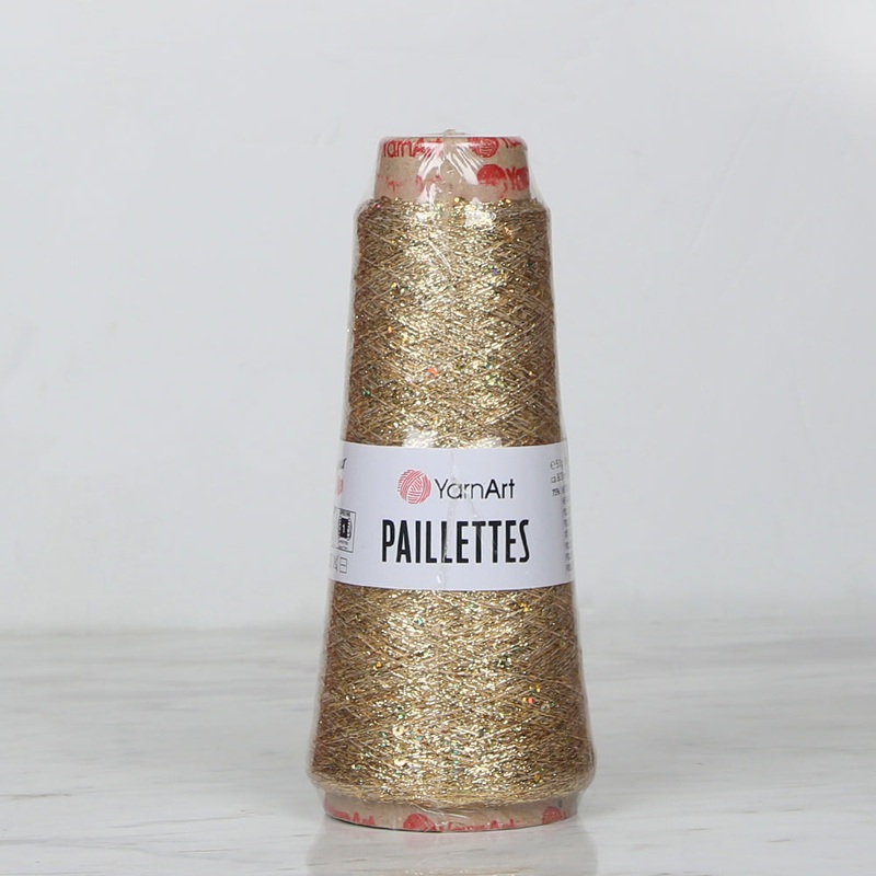YarnArt Paillettes Sequined Hand Knitting Yarn Golden Yellow – 8002