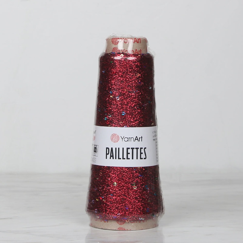 YarnArt Paillettes Sequined Hand Knitting Yarn Red – 8006