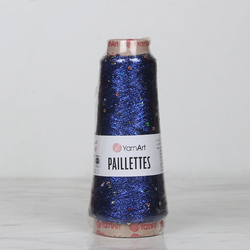 YarnArt Paillettes Sequined Hand Knitting Yarn Saks Blue – 8008