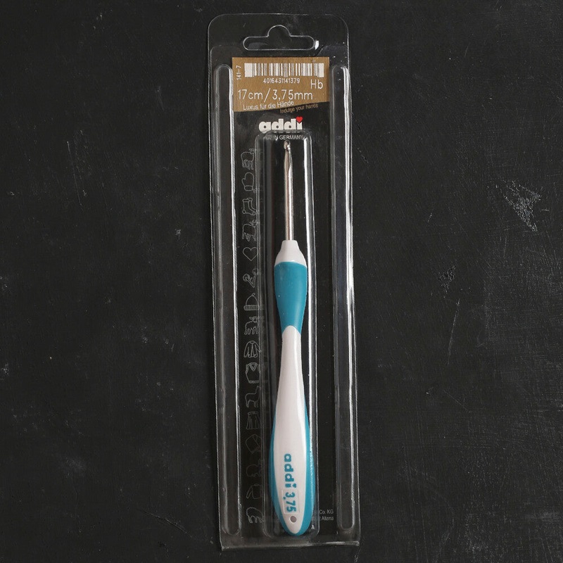 Addi Swing Maxi 3.75 mm 17 cm Ergonomic Crochet Hook, Turquoise – 141-7