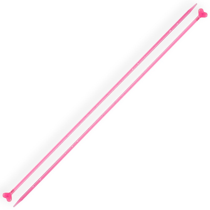 Kartopu 4 mm 35 cm Plastic Heart-Shaped Knitting Needle, Red