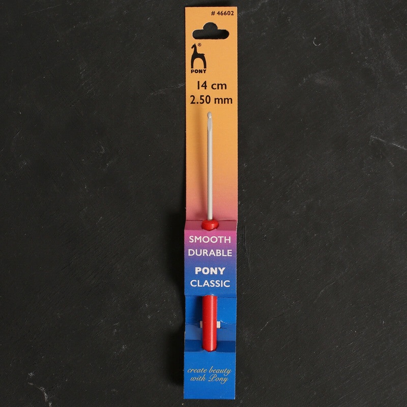 Pony 2.5 mm 14 cm Plastic Handled Crochet Hook, Red – 46602