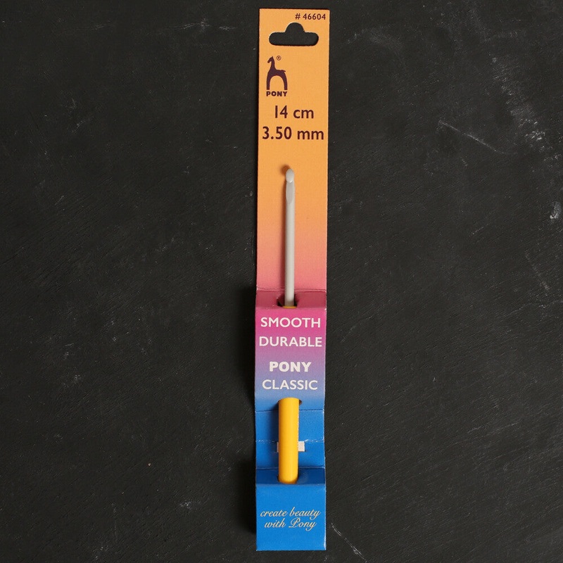 Pony 3.5 mm 14 cm Plastic Handled Crochet Hook, Yellow – 46604